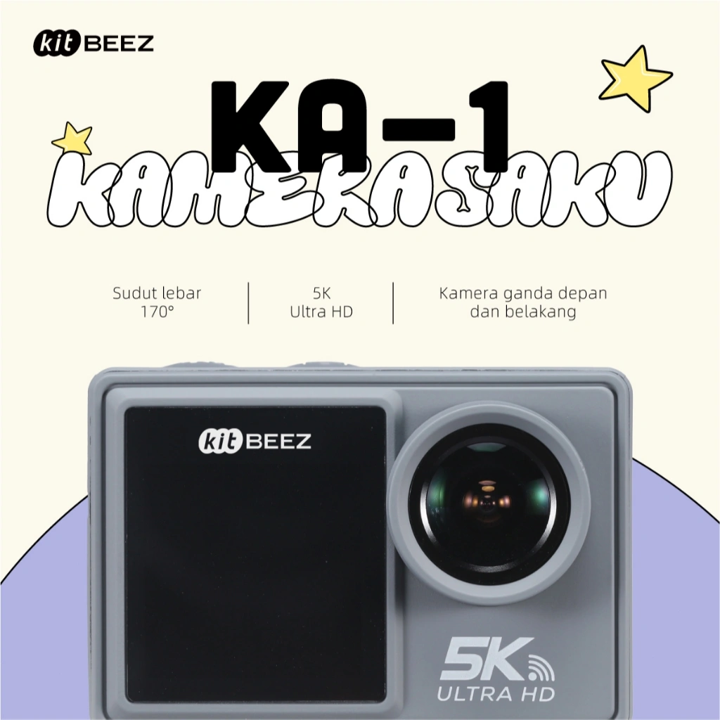 KiTBEEZ KA-1 WIFI Action Camera 5K 30FPS Gopro Dual Screen 170° Wide Angle Waterproof Sports Camera with Remote Control