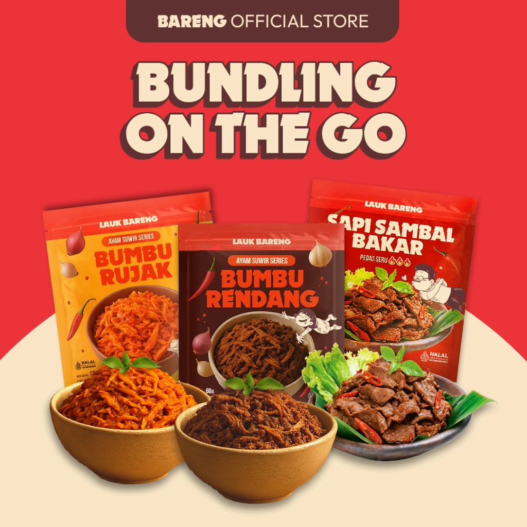 [NANAKOOT APPROVED] Lahap Bareng - Bundling On The Go Ayam Suwir Bumbu Rujak Ayam Suwir Bumbu Rendang Sapi Sambal Bakar Makanan Ready to Eat