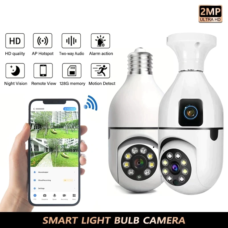 CCTV Camera V380 Pro Bohlam CCTV IP Kamera Wifi jarak jauh lewat hp 360° Wide 1080P CCTV Lampu