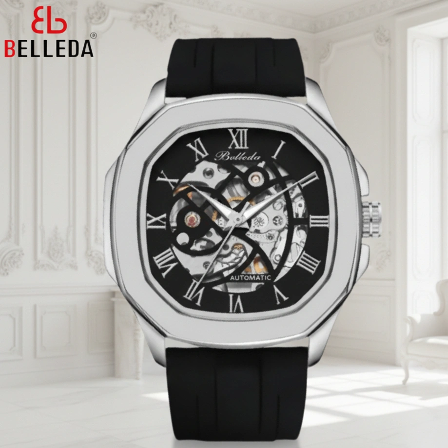 Jam Tangan Pria Wanita Belleda 9484 Rubber Strap Automatic Mekanik Anti Air 3 Atm Watches