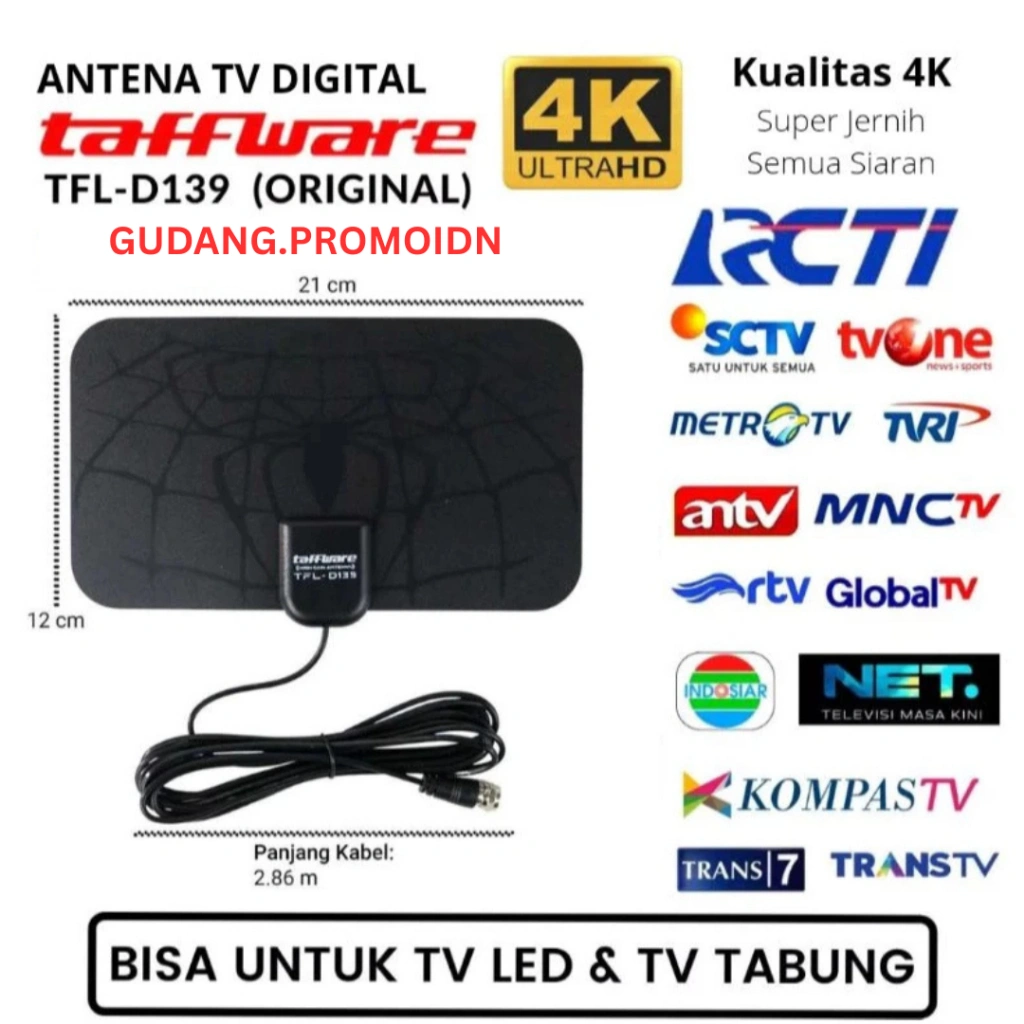 [PROMO 100% ORIGINAL] Antena TV Digital DVB-T2 4K High Gain 25 dB - Spider Pattern V2.0