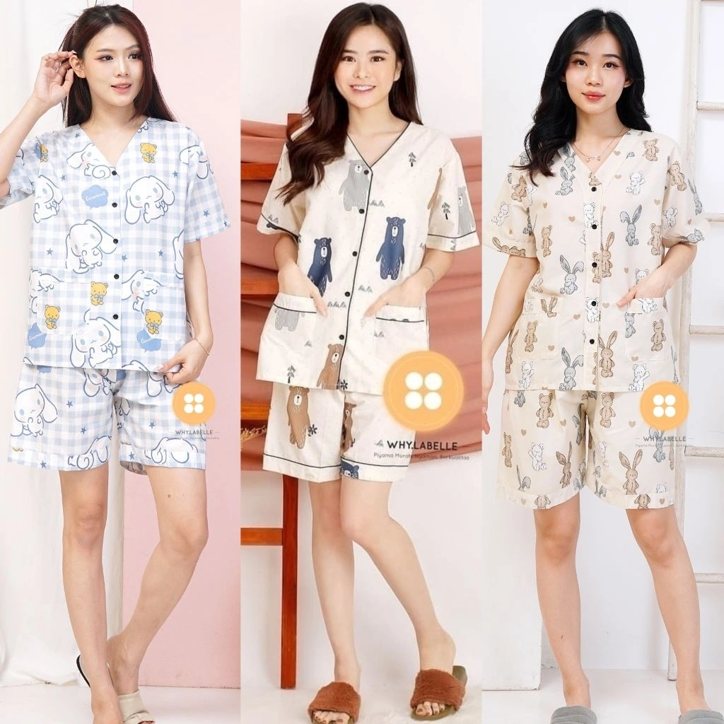 WHY.LABELLE Baju tidur piyama katun celana pendek