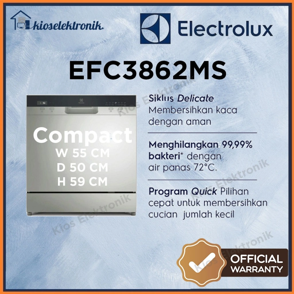 Electrolux Dishwasher EFC3862MS Compact 55cm UltimateCare 300 - EFC 3862 MS / EFC 3862MS / EFC3862 MS