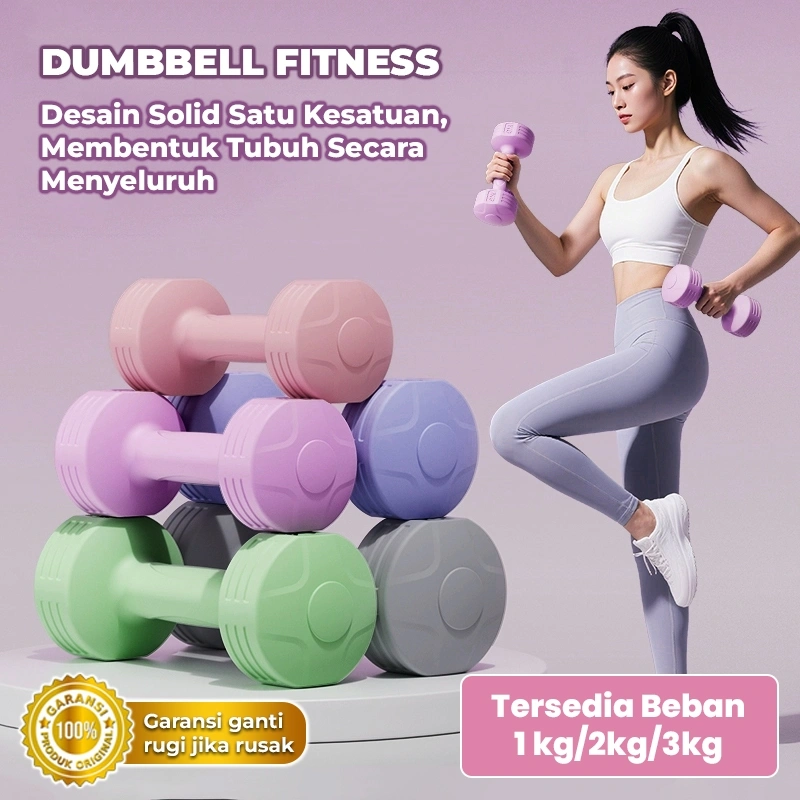 BBAK SET 2 PCS Dumble Barbel 1KG/ 2KG/ 3KG/ 5KG Dumbell Gym Fitnes PE Material Home Work Out Membentuk ubuh Ideal