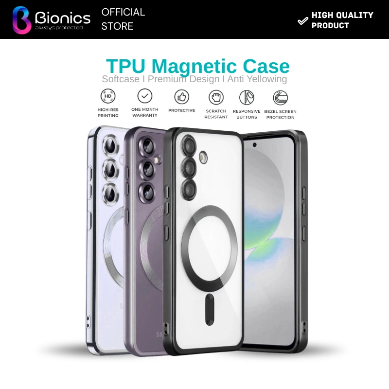 Bionics TPU Magnetic Case for Samsung A16 A17 A26 A36 A56 A15 A25 A35 A55 A14 A24 A34 A54 A07 TPU Case Magnetic with Lens Protector Kamera