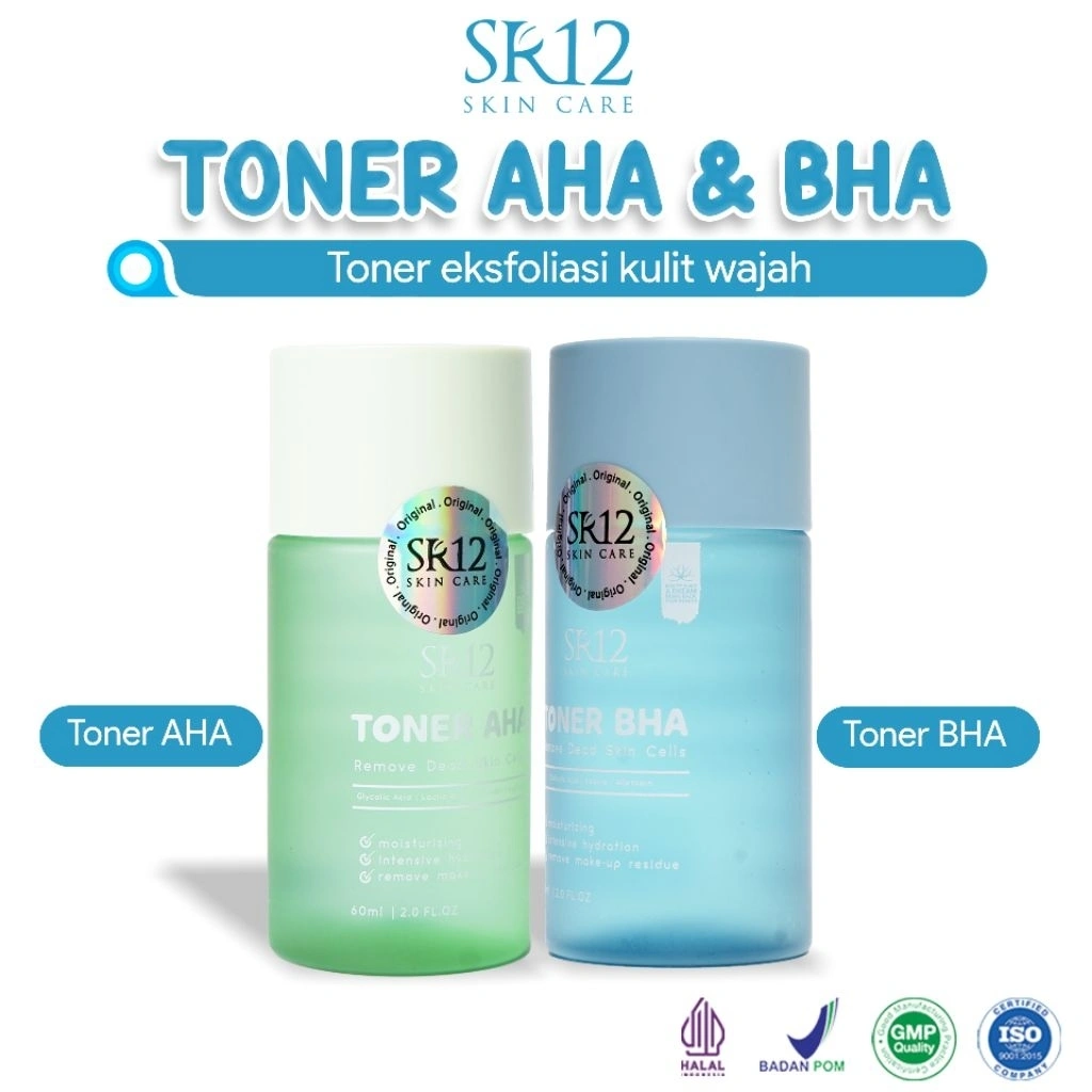 Toner AHA BHA Exfoliating SR12  – Angkat Sel Kulit Mati & Cerahkan Wajah Toner AHA BHA Pore Clean – Membersihkan Pori & Mengurangi Minyak Exfoliating Toner AHA BHA – Kulit Glowing & Bebas Komedo AHA BHA Toner – Mengatasi Jerawat, Komedo & Kulit Kusam
