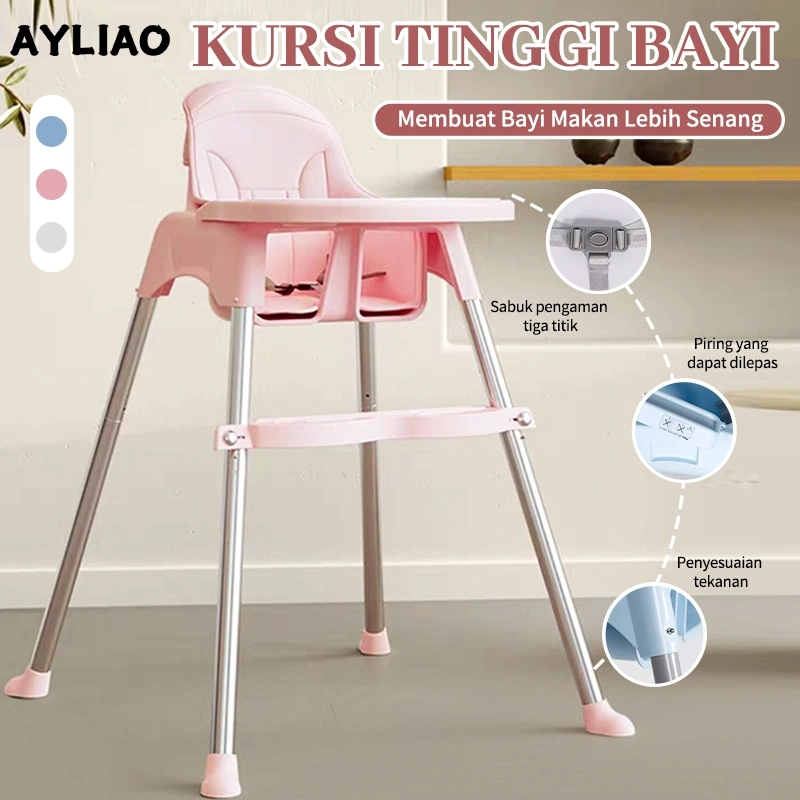 AYLIAO Baby High Chair Kursi Makan Bayi Adjustable Tinggi Kursi Booster Anak dengan Sabuk Pengaman
