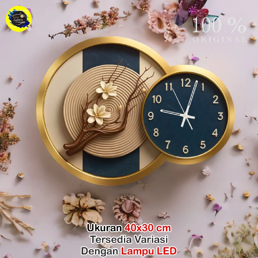 Jam Dinding BUNGA BOHO AESTETIK LED HOME Sweet Home Hiasan dinding Ruang tamu/ kamar tidur
