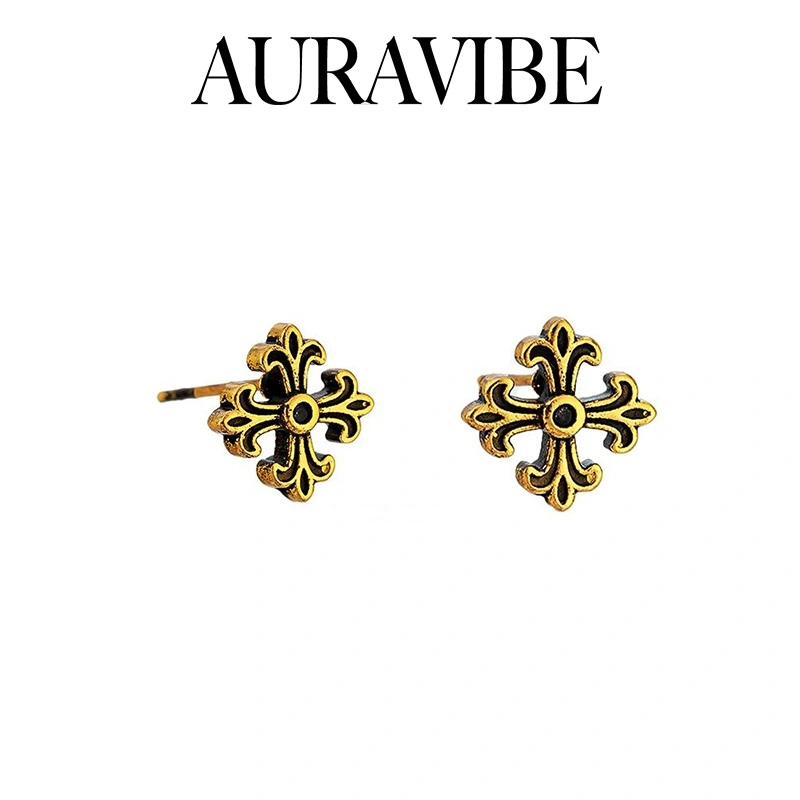 AURAVIBE Anting Salib Vintage - Gaya Retro yang Edgy & Trendi dengan Sentuhan Klasik (Terbaru)