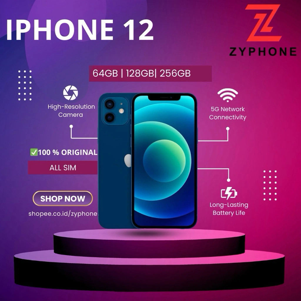 iPhone 12 64GB/128GB/256GB BEKAS SECOND ORIGINAL 100% | MULUS NORMAL FULSET Kondisi Perfect