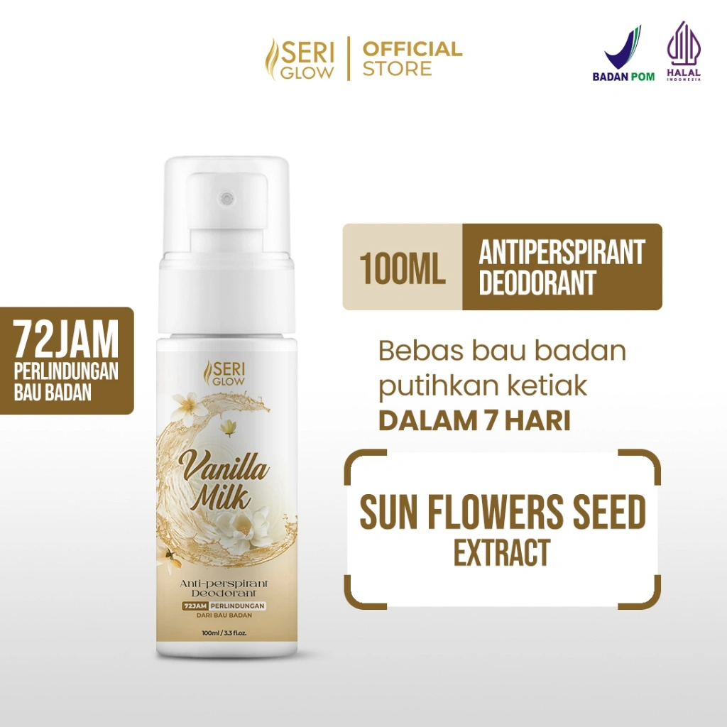 SERI GLOW Deodorant Spray Aroma Vanilla Milk 100 ml Untuk Mencerahkan Kulit Ketiak