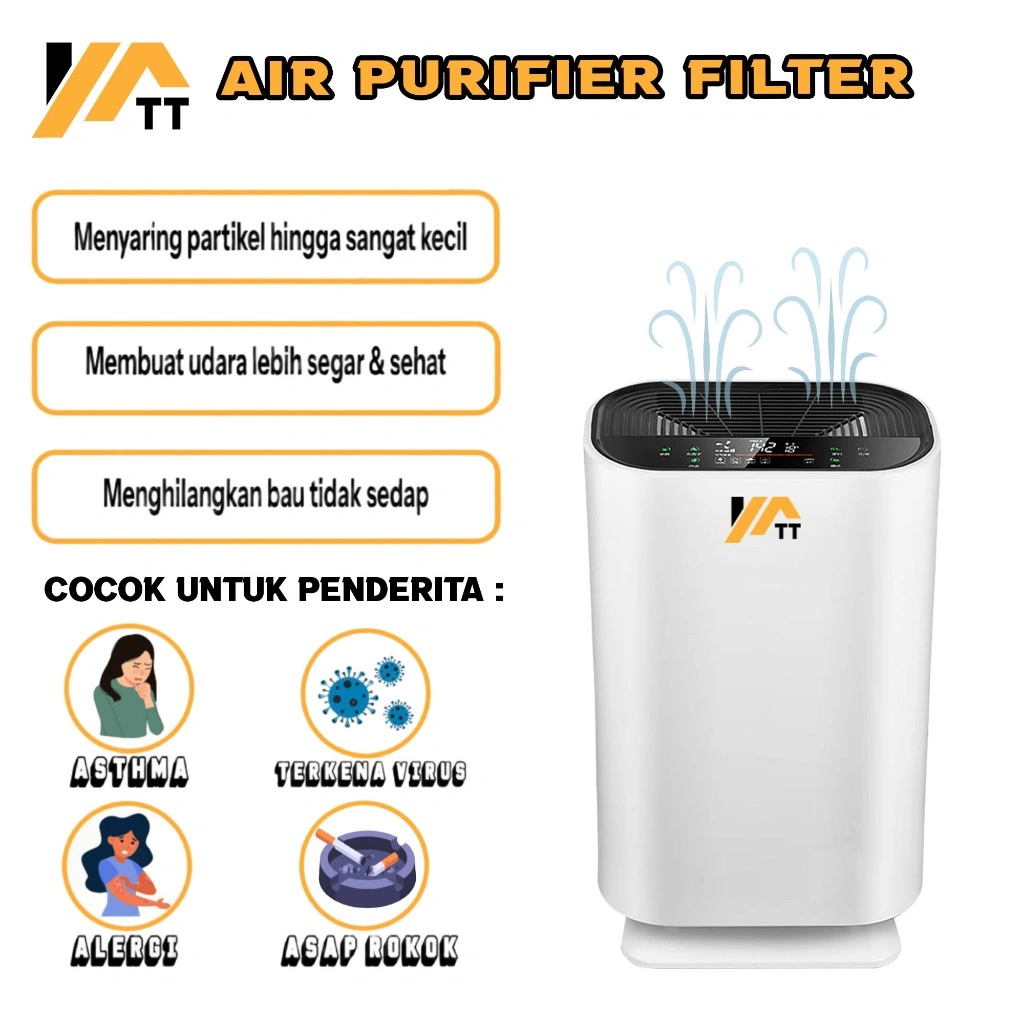 YATT Air Purifier Penyaring Udara JHQ-806 Smart Touch+Remote Dengan HEPA Filter Saring PM2.5 LowWatt