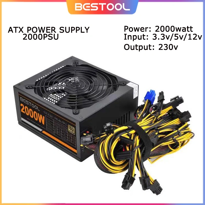 Bestool Power Supply PC 2000W 8 Graphics Card Ethereum ETH BTC Mining Antminer PSU AC 230V ATX Pc 2000W Power Supply