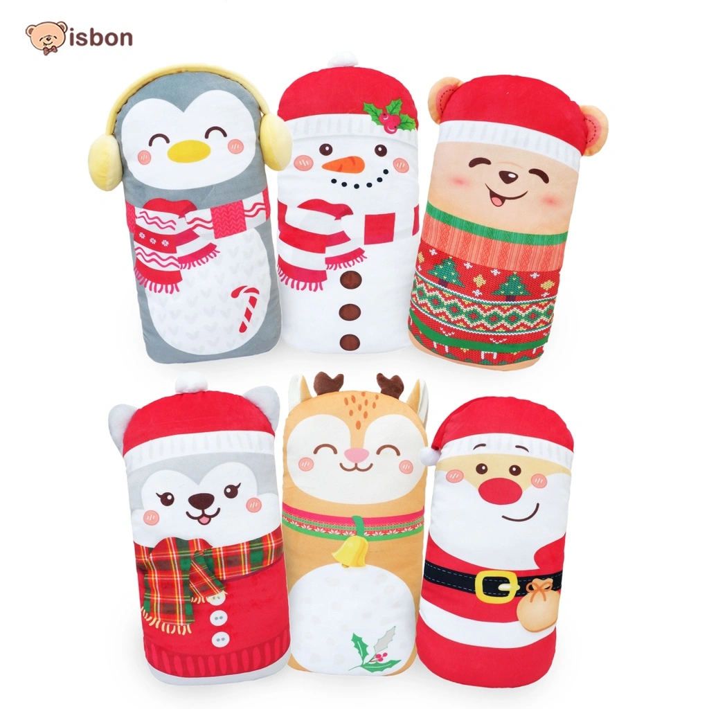 Boneka Natal bantal guling christmas Mini Bolster Dog Husky Santa Boney Pinguin Deer Lucu Bahan Halus Lembut Aman Untuk Anak by Istana Boneka