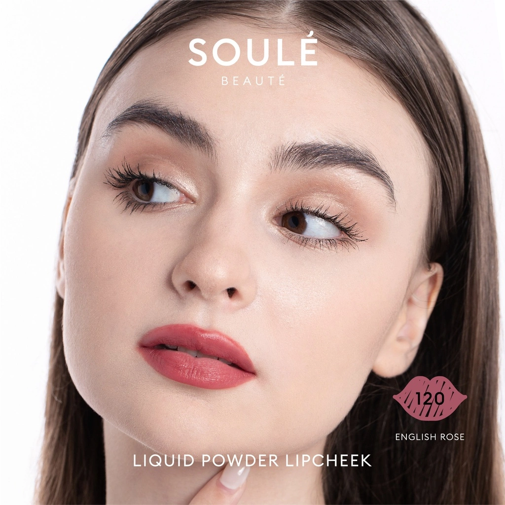 SOULE BEAUTE Liquid Powder Lipcheek - English Rose #120 - Moisturizing Velvet Tint