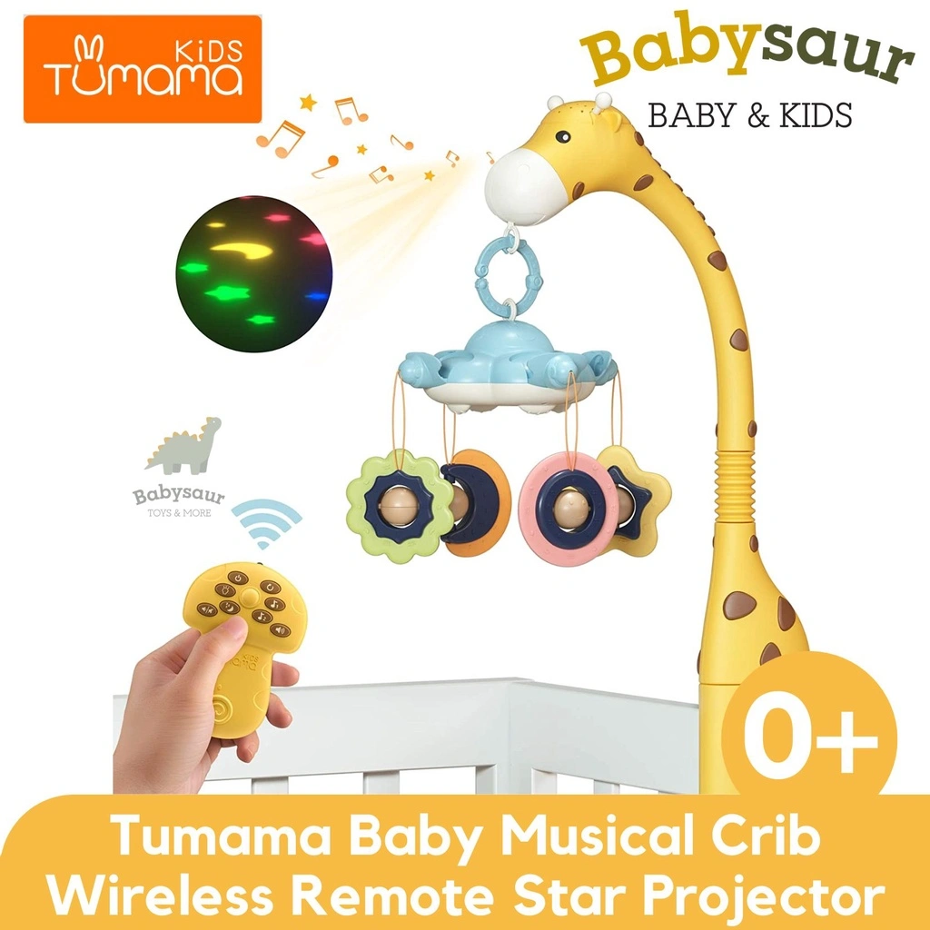TUMAMA Wireless Remote Baby Crib Musical Toys Star Moon Projector Sleep Hanging Toy Mainan Musikal Gantung Gantungan Tempat Tidur Bedrail Lampu Proyektor Bintang Bayi 1 2 3 4 5 6 7 8 9 Bulan