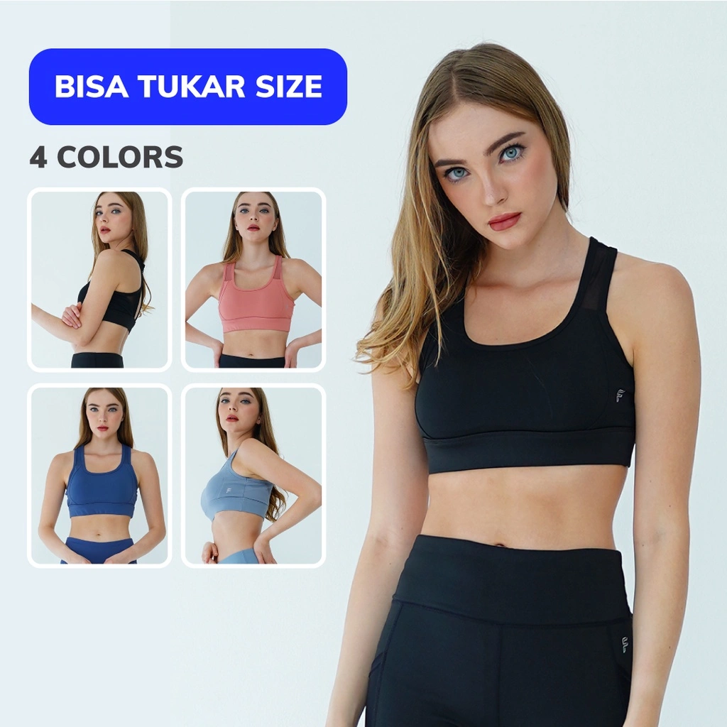 Forge Activewear - Cleo Sport Bra Wanita - Pakaian Olahraga Olah Raga Gym Yoga Senam Running Sportswear Sports Wear Atasan Busa Baju BH Tanpa Kawat Top Tanktop Premium Dewasa Remaja Cewek Cewe Polos Sporty Hitam S M L XL XXL Zumba Lari Jogging Fitness