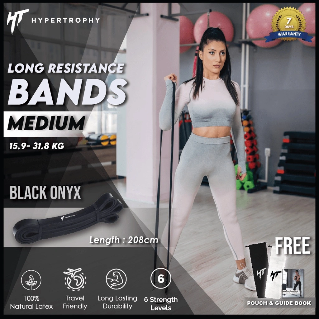 Alat Fitness Resistance / Power Band Hitam Medium - (35-70 pounds / 15.9-31.8 kg) Body Premium Latex Stretching Pull Up Elastis Home Workout Gym Yoga Olahraga Senam Aerobik Kettler