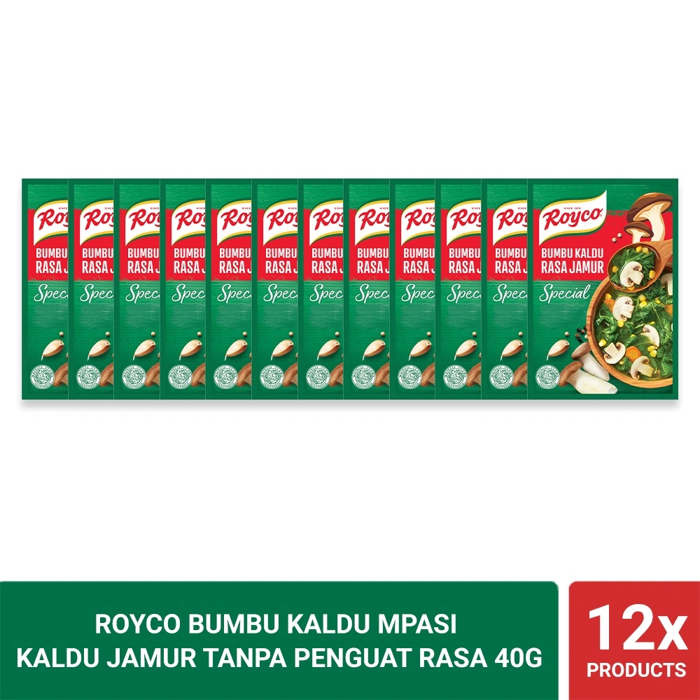 Royco Bumbu Kaldu Mpasi Kaldu Jamur Tanpa Penguat Rasa 40g (Isi 12)
