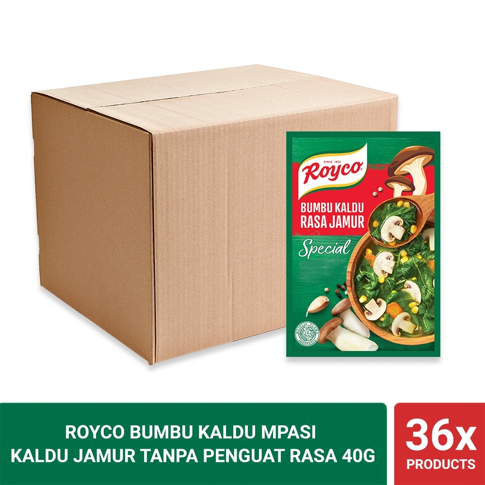 Royco Bumbu Kaldu Mpasi Kaldu Jamur Tanpa Penguat Rasa 40g (Isi 36)