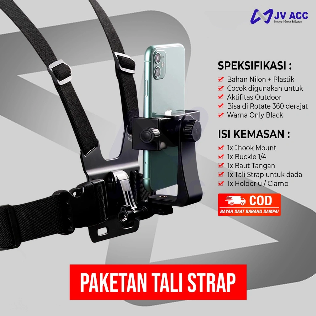 1 PAKET TALI STRAP HP GO PRO HERO ACTION CAM DUDUKAN DADA YOUTUBER VLOG
