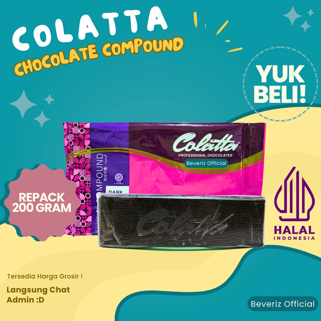 BEVERIZ Repack Colatta Compound Dark Chocolate | Coklat Batangan Parut | Professional Chocolates {BISA COD} { Tersedia Harga Grosir}