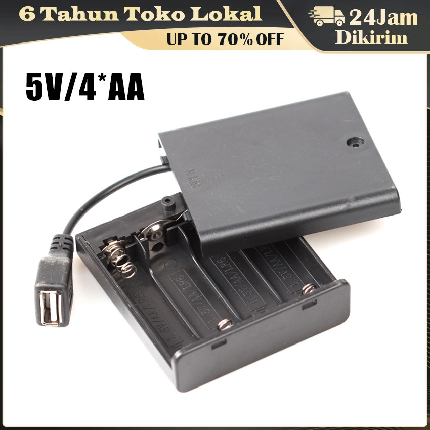 Emergency Battery Case USB 5V / Kotak Baterai 4xAA untuk Power Bank Darurat & Charger HP di Lapangan