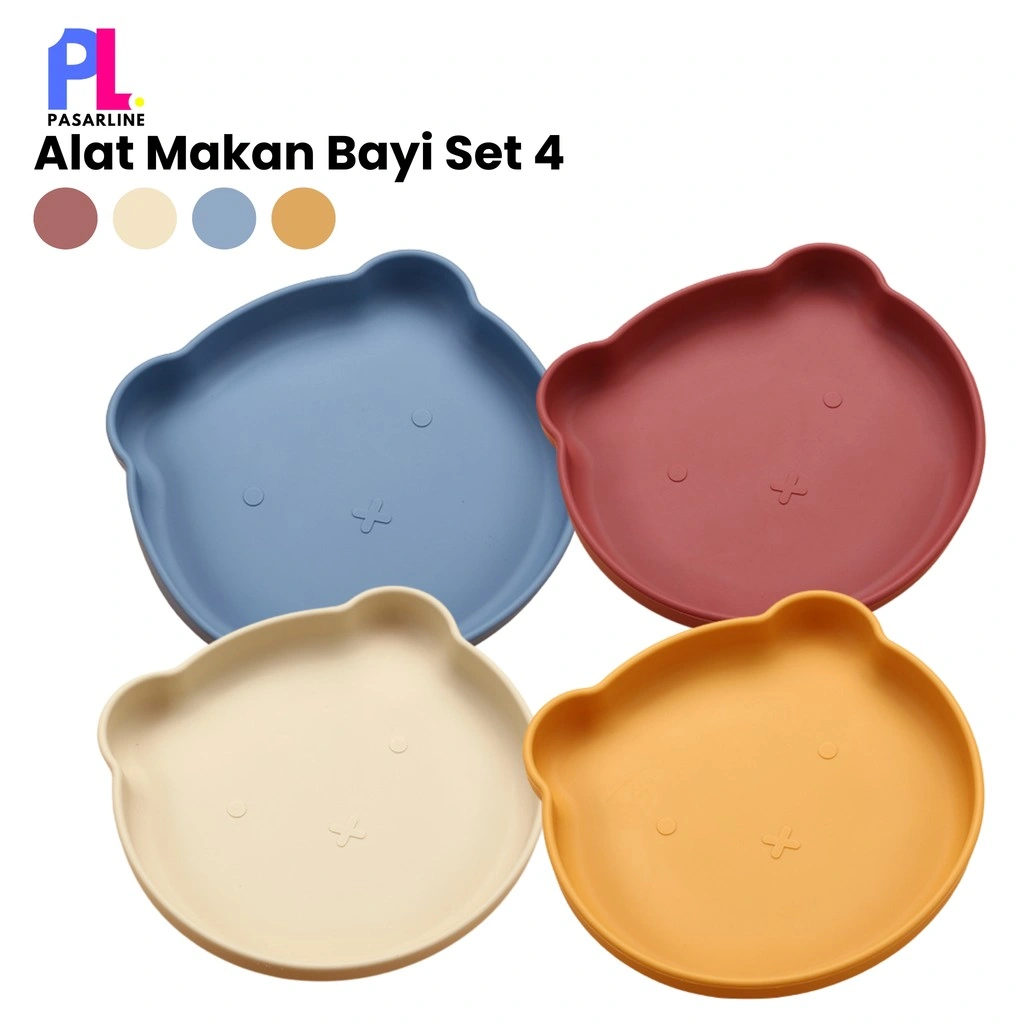 Pasarline Piring Makan Silikon Anak Bayi Baby Silicone Plate Bear BPA Free Piring Makan Camilan