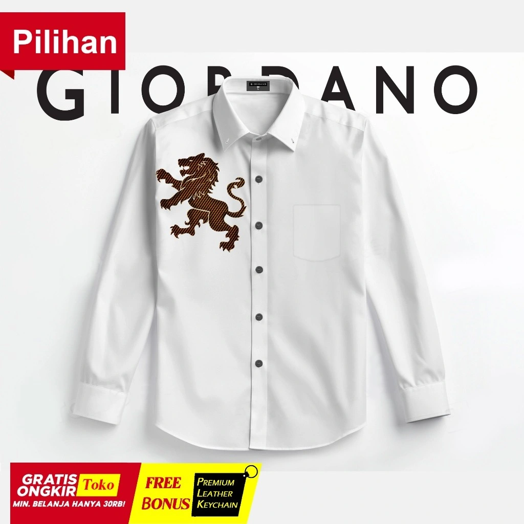 Kemeja Lengan Panjang Motif Gior Dan No Kemeja branded mewah | Kemeja baru lebaran 2025 Kemeja putih sablon