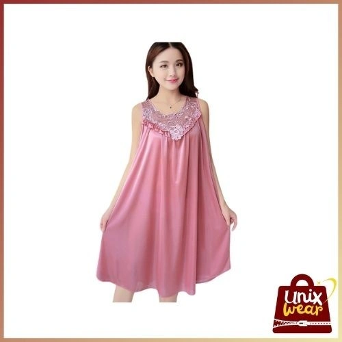 UnixWear - Baju Tidur Wanita Model Daster Bahan Satin Renda