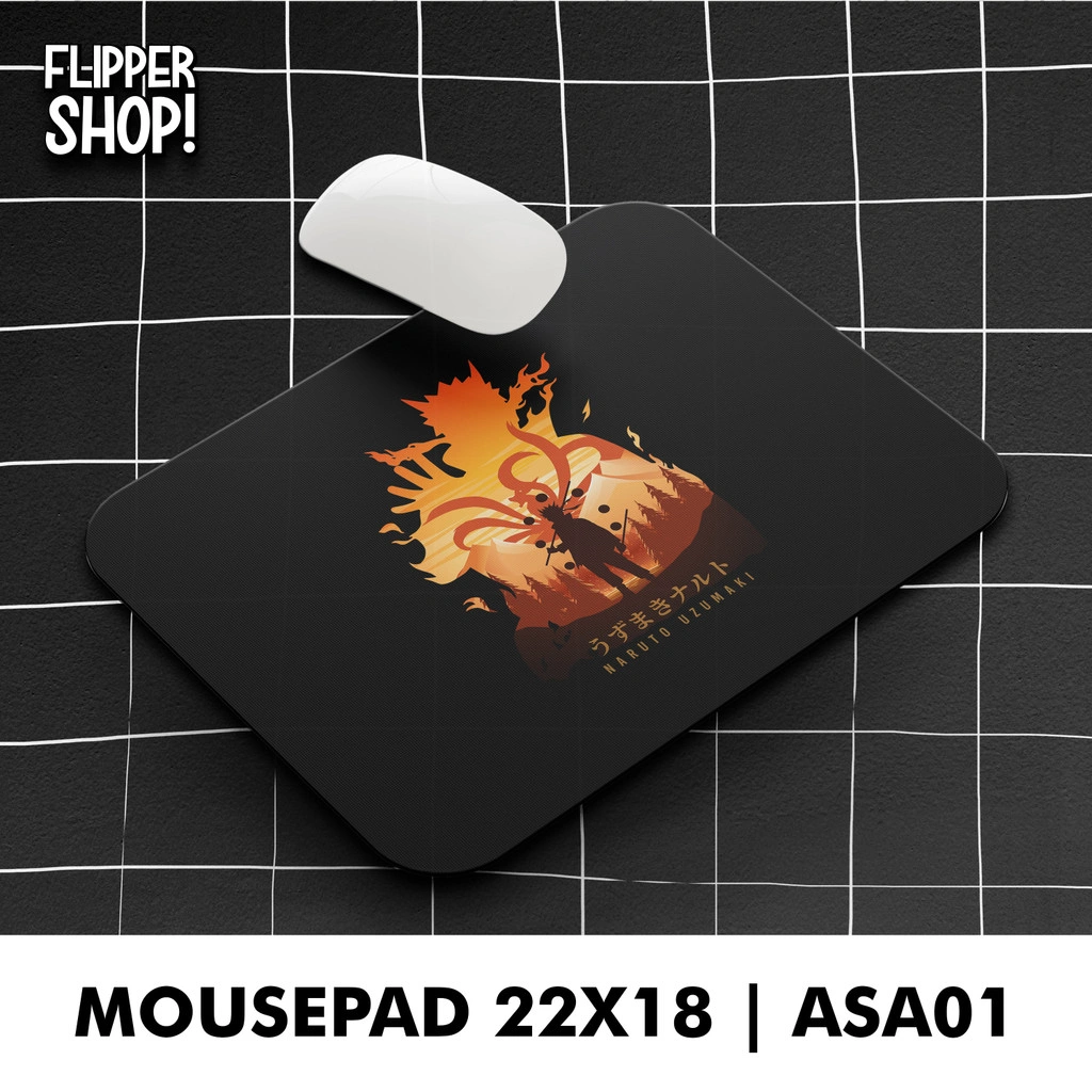 Mousepad Motif Naruto/Sasuke/Aki Hayakawa/Armin Arlert/Dabi Anime Siluet Anti Slip 18x22