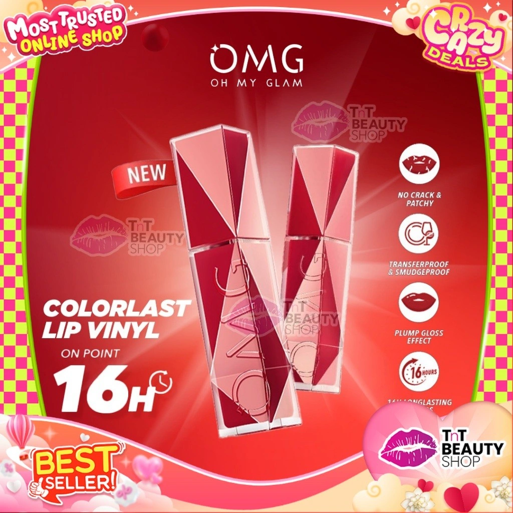 OMG OH MY GLAM Colorlast Lip Vinyl 2.5 g Transferproof Gloss Longlasting Stain | TnT Beauty Shop