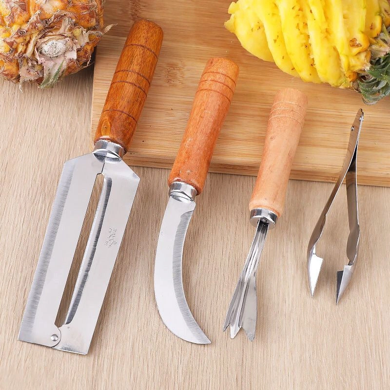 4pcs Pisau Pengupas Pembersih Nanas Capitan Nanas Pineapple Peeler Garpu Nenas