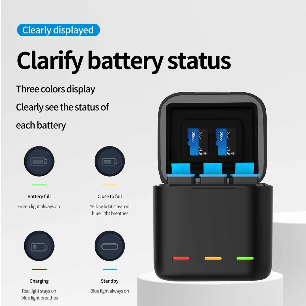 Digap Charger Baterai Box 3 Slot for GoPro Hero 12/11/10/9 - GP-BCG-901