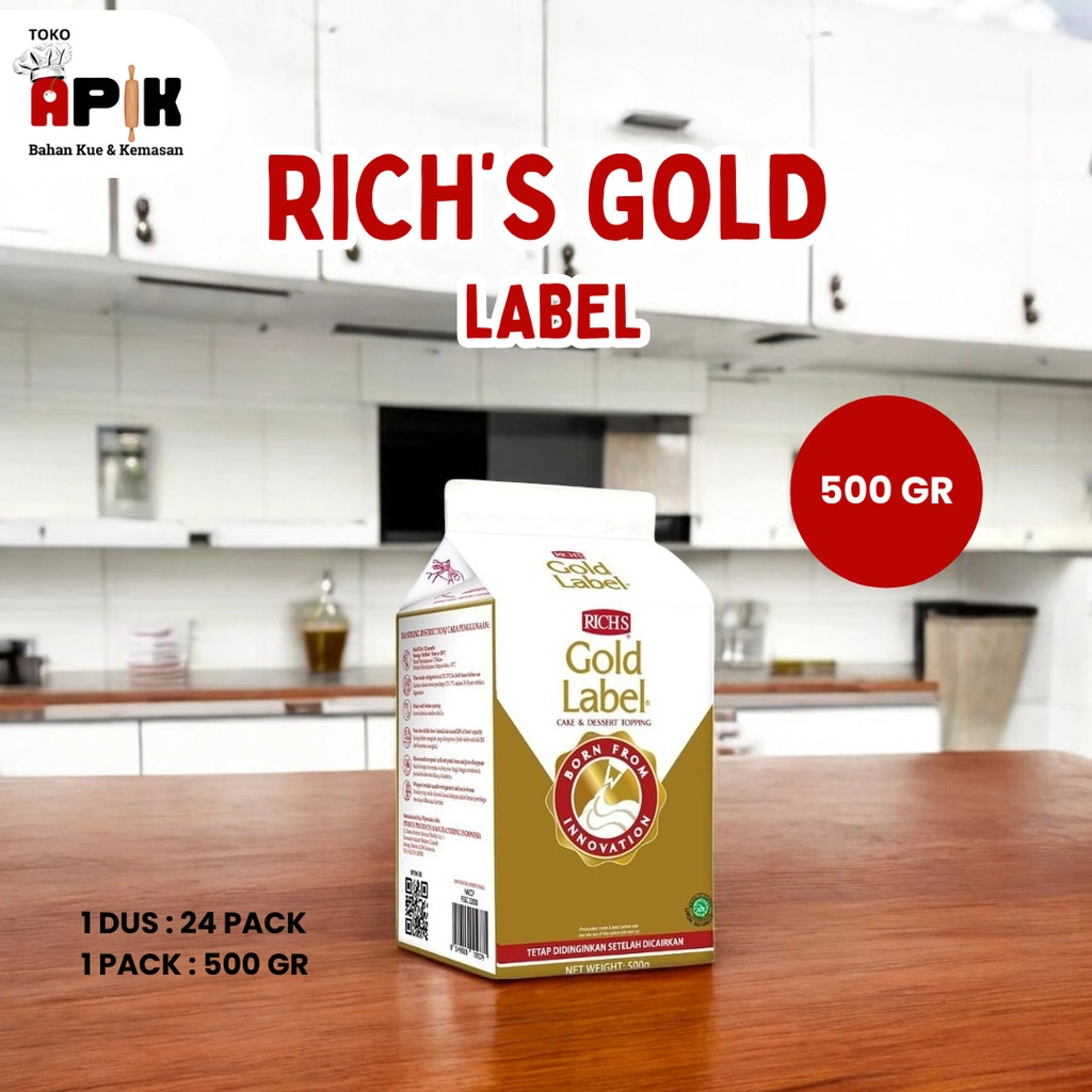 Rich Gold Label Whipping Cream 500Gr / Whipping Cream / Krim Kocok / Topping Kue