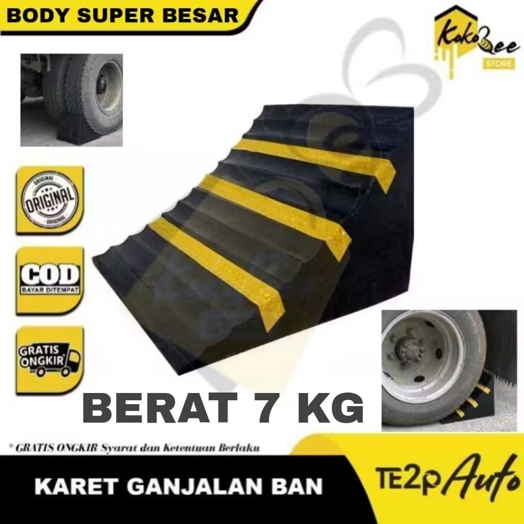 Ganjalan Ban Mobil Truck - Karet Pengganjal Ban Mobil Besar - Karet Pengganjal Parkir Ban Ganjal Roda Jumbo Mobil Truk Rubber Wheel Parking Chock - Penahan Roda Ban Besar - Ganjel Parkir Ban Jumbo Mobil Kontainer Karet Rubber Wheel Chock Rubber Stopper