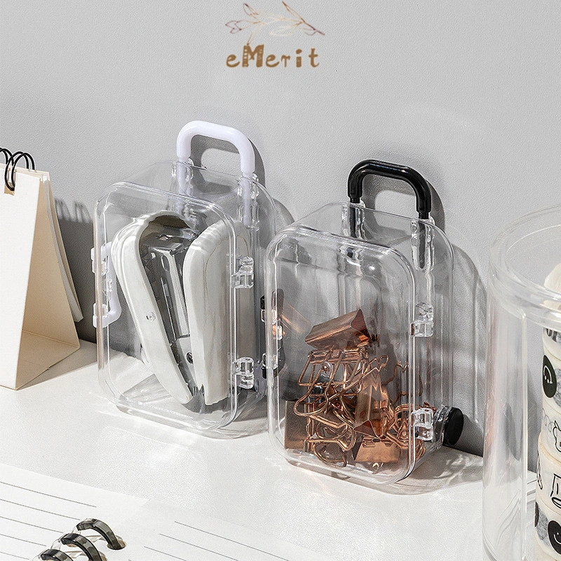 Koper Plastik Transparan / Mini Tempat Holder Aksesoris Perhiasan / Multifungsi Koper Mini / Cute Estetik Kotak Penyimpanan Mini