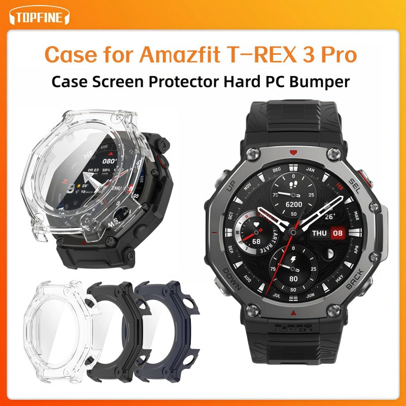 Case Pelindung Amazfit T-REX 3 Pro - PC Bumper + Tempered Glass Transparan, Pas Sempurna, Aman untuk Adventure & Olahraga Ekstrem