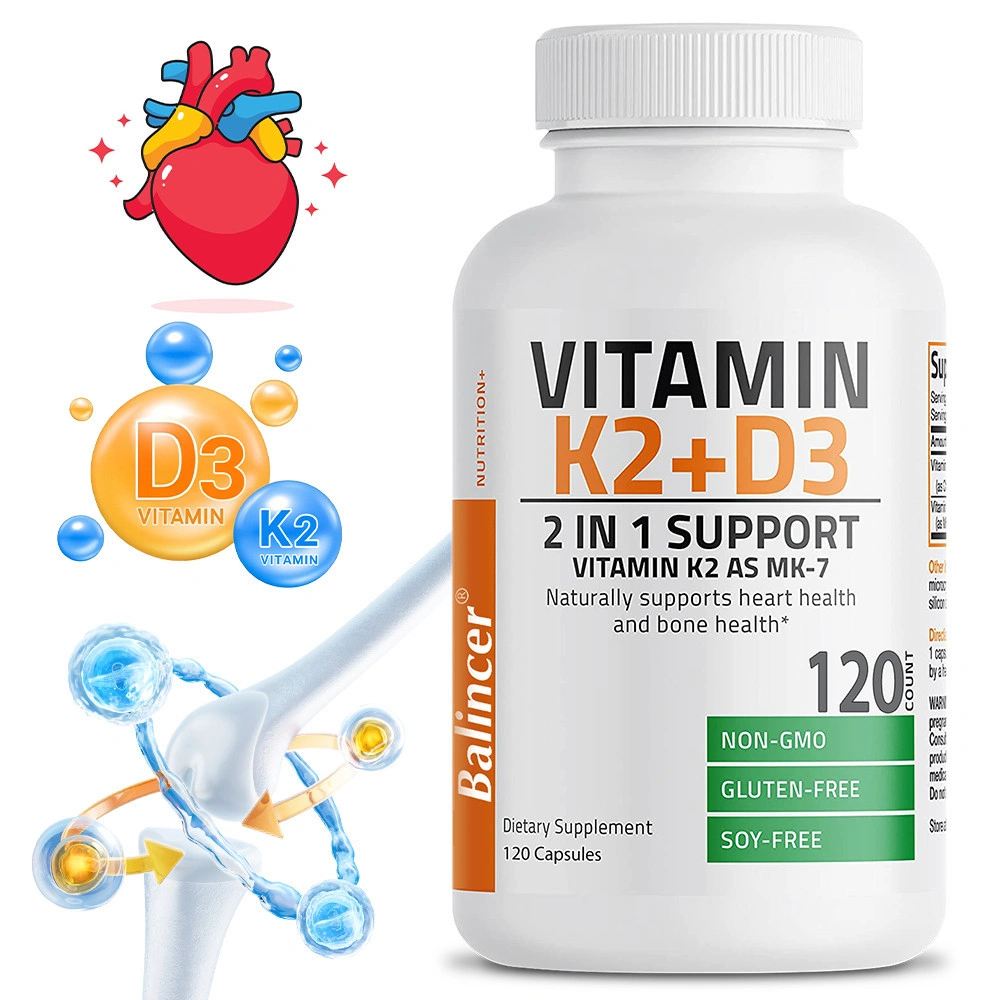 Suplemen Vitamin D-3 K-2 mendukung kesehatan jantung, tulang, dan gigi serta meningkatkan kekebalan tubuh.