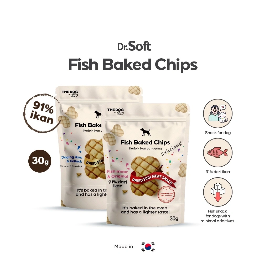 Dr. Soft Fish Baked Chips - Camilan Keripik Ikan Panggang - Snack Anjing Premium