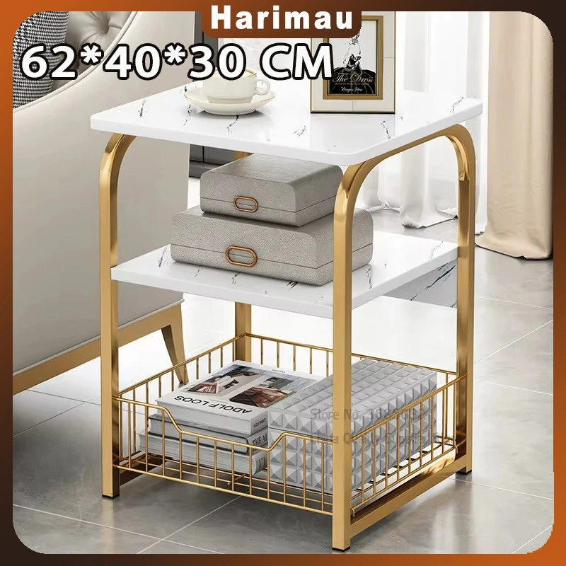 Meja Kopi Coffee Table/Meja Motif Marmer Samping/Meja Ujung Meja Samping 3 Tingkat/Meja Samping Yang Bergaya Dan Mewah