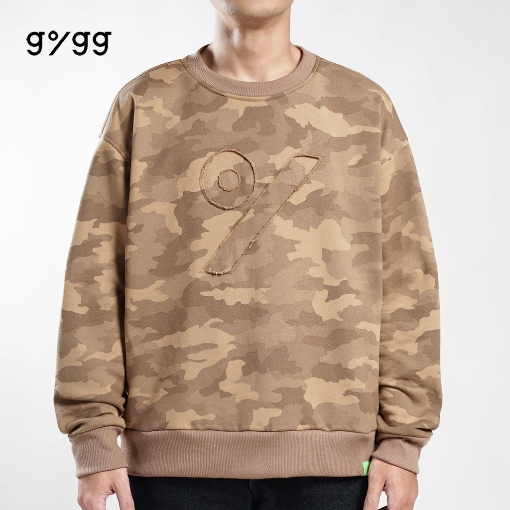 Gigg - Carma - Sweater Boxy Crewneck Khaki Pria - Sweater Cowok Terry French Loreng Unisex