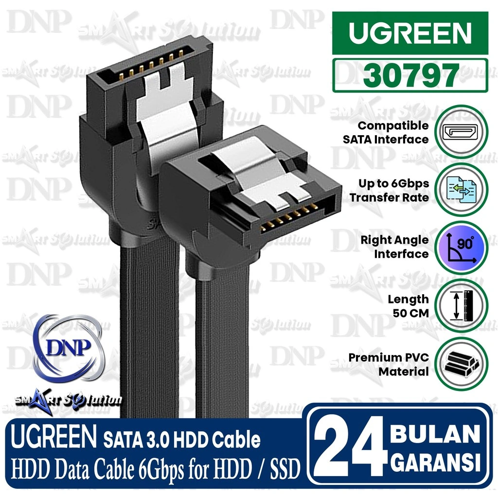 UGREEN 30797 Kabel Sata 3.0 6 Gbps Harddisk HDD SSD High Quality Right Angled 0.5M