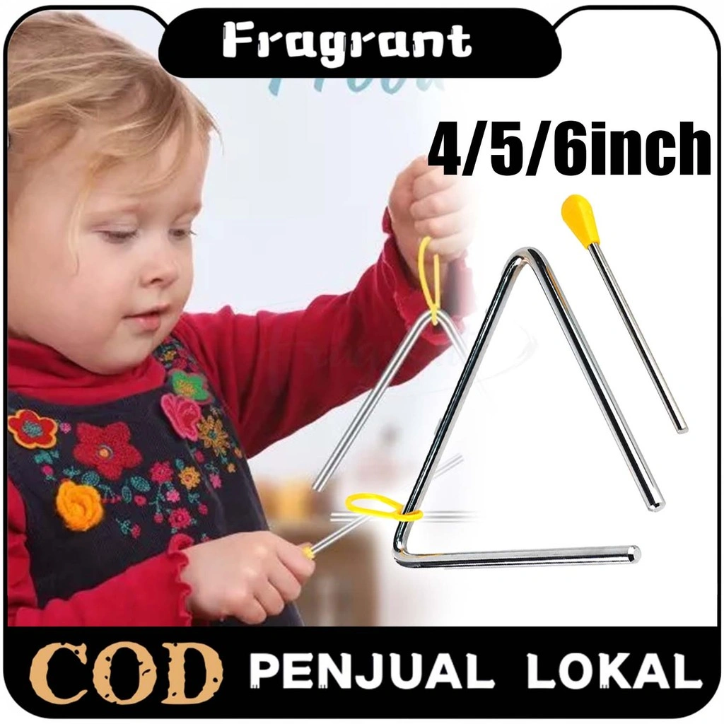 Triangle Percussion Stainless Stell Alat Musik 4/5/6 Inci Triangle Bell Instrument