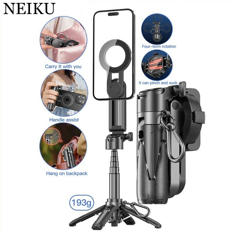 NEIKU P15 MINI C MAGNETIC Tripod Selfie Stick Portable Small Storage Size Light Standing Handheld Phone Holder for Mobile Phone