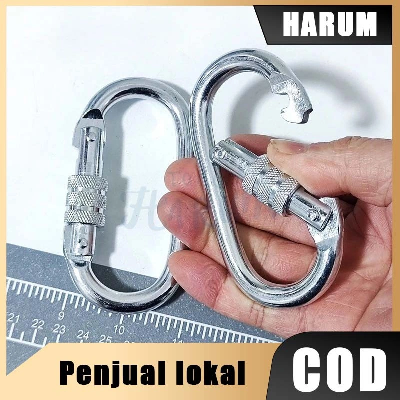 Carabiner Climbing 25KN Safety Lock Karabiner Heavy Duty untuk Outdoor Aktivitas Panjat Tebing dan Gantungan Barang Berat Beban Besar