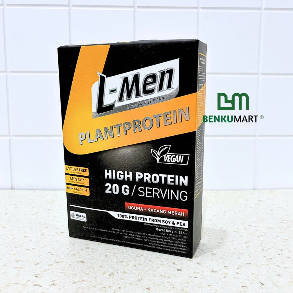 L-Men Plant Protein Ogura (216 gr) | Suplemen Tinggi Protein Nabati Rendah Lemak Plant Based Vegan Lactose Free 216 gram