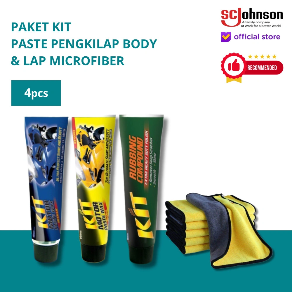 KIT Paket Paste Wax Pengkilap Cat Body Motor & Lap Microfiber 30x30cm