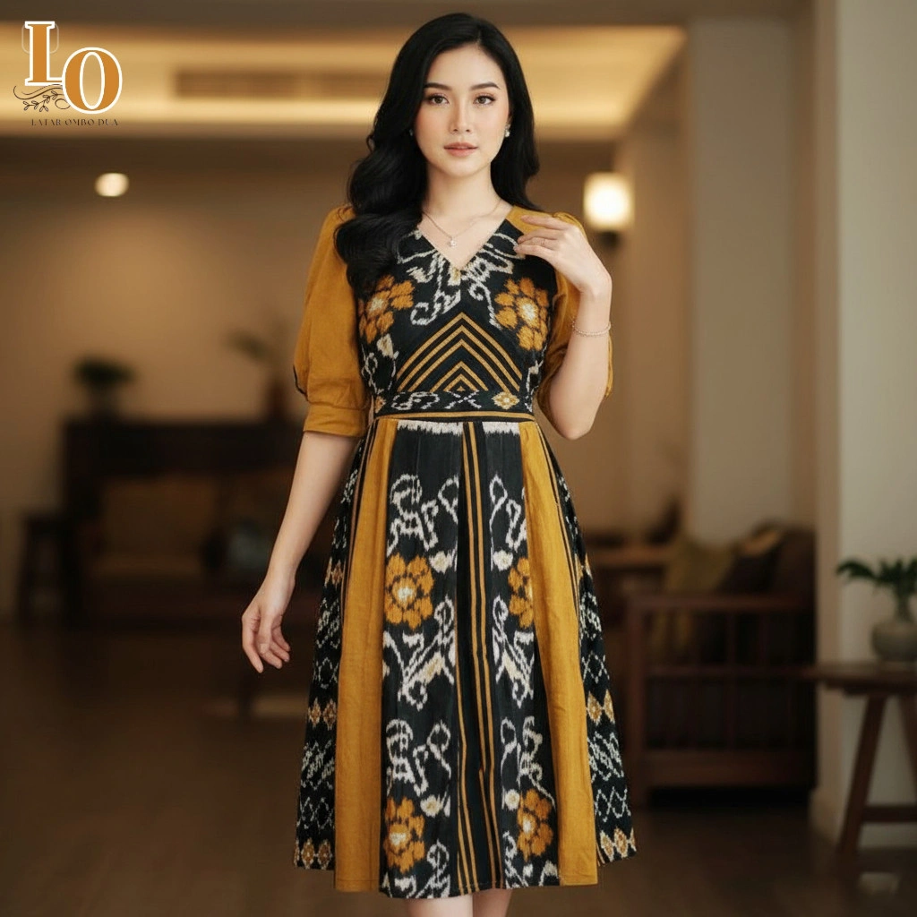 Gaun Rok Midi Wanita Natal Mewah Midi Dres Elegan Sopan Gaya Casual Dres Early Korean Stayle