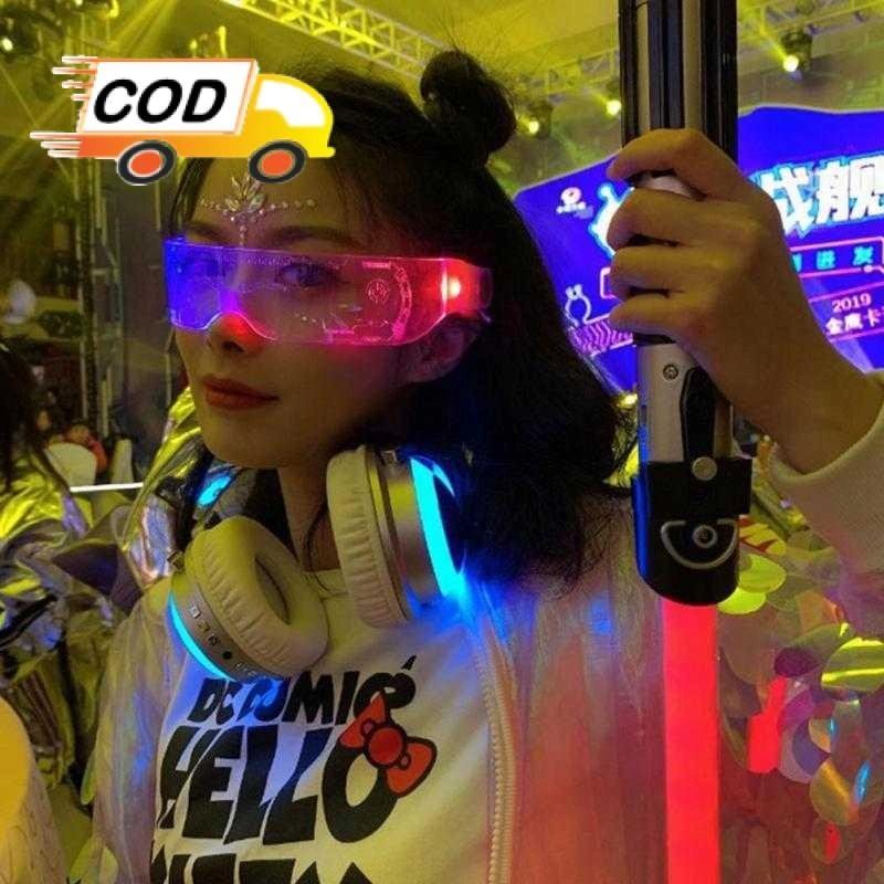 Kacamata LED RGB Acrylic Party Luminous Fashion Pesta Aksesoris Warna Warni Nyala Keren